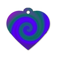 Swirl Green Blue Abstract Dog Tag Heart (one Side) by BrightVibesDesign