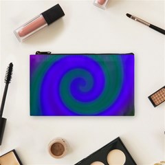 Swirl Green Blue Abstract Cosmetic Bag (small)  by BrightVibesDesign