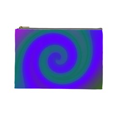 Swirl Green Blue Abstract Cosmetic Bag (large)  by BrightVibesDesign