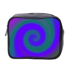 Swirl Green Blue Abstract Mini Toiletries Bag 2-side by BrightVibesDesign