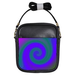 Swirl Green Blue Abstract Girls Sling Bags by BrightVibesDesign