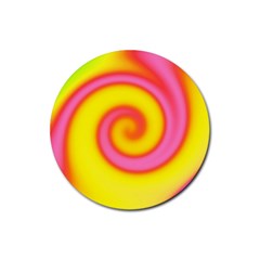 Swirl Yellow Pink Abstract Rubber Coaster (Round) 