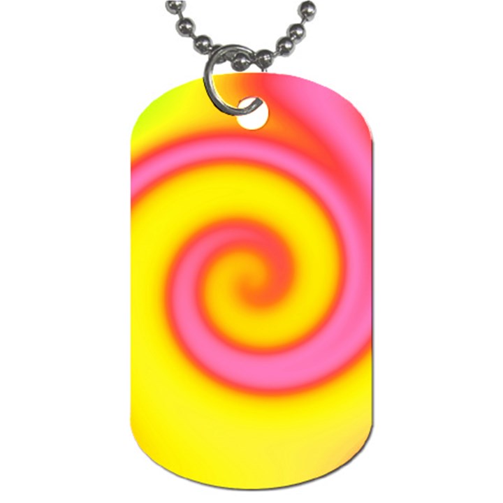 Swirl Yellow Pink Abstract Dog Tag (One Side)