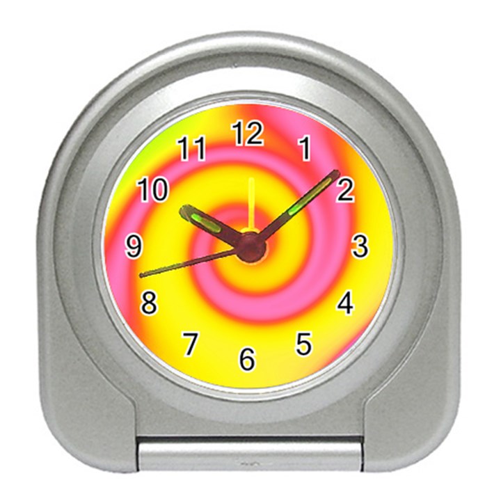 Swirl Yellow Pink Abstract Travel Alarm Clocks