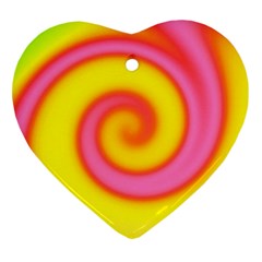 Swirl Yellow Pink Abstract Heart Ornament (Two Sides)