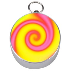 Swirl Yellow Pink Abstract Silver Compasses