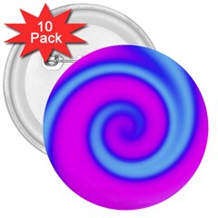 Swirl Pink Turquoise Abstract 3  Buttons (10 pack) 