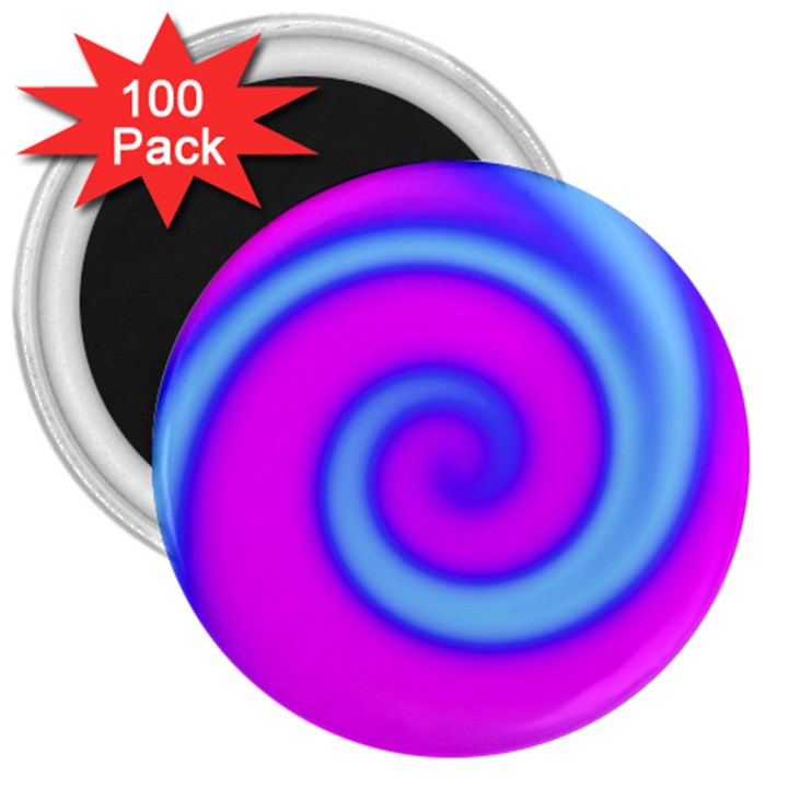 Swirl Pink Turquoise Abstract 3  Magnets (100 pack)