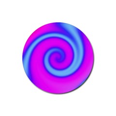 Swirl Pink Turquoise Abstract Rubber Coaster (round)  by BrightVibesDesign