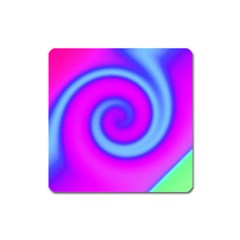 Swirl Pink Turquoise Abstract Square Magnet