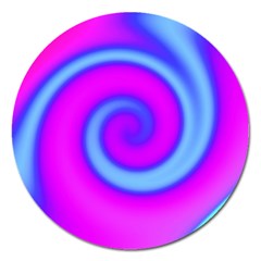 Swirl Pink Turquoise Abstract Magnet 5  (Round)