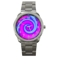 Swirl Pink Turquoise Abstract Sport Metal Watch