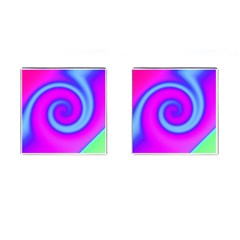 Swirl Pink Turquoise Abstract Cufflinks (Square)