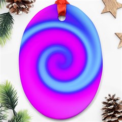 Swirl Pink Turquoise Abstract Oval Ornament (two Sides) by BrightVibesDesign