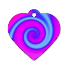 Swirl Pink Turquoise Abstract Dog Tag Heart (one Side) by BrightVibesDesign