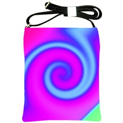 Swirl Pink Turquoise Abstract Shoulder Sling Bags by BrightVibesDesign