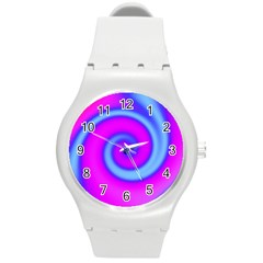 Swirl Pink Turquoise Abstract Round Plastic Sport Watch (M)