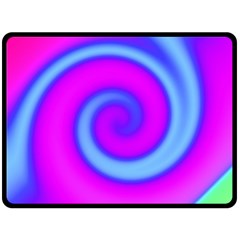 Swirl Pink Turquoise Abstract Double Sided Fleece Blanket (large)  by BrightVibesDesign