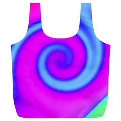 Swirl Pink Turquoise Abstract Full Print Recycle Bags (L) 