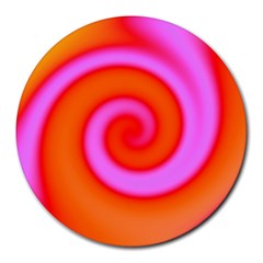 Swirl Orange Pink Abstract Round Mousepads by BrightVibesDesign