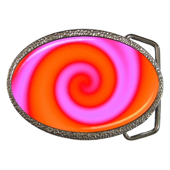 Swirl Orange Pink Abstract Belt Buckles