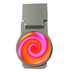 Swirl Orange Pink Abstract Money Clips (round)  by BrightVibesDesign