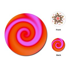 Swirl Orange Pink Abstract Playing Cards (round)  by BrightVibesDesign