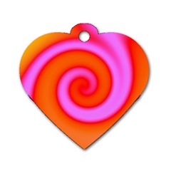 Swirl Orange Pink Abstract Dog Tag Heart (two Sides) by BrightVibesDesign