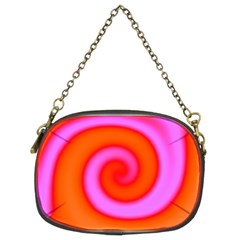 Swirl Orange Pink Abstract Chain Purses (two Sides)  by BrightVibesDesign