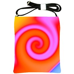 Swirl Orange Pink Abstract Shoulder Sling Bags by BrightVibesDesign