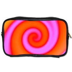 Swirl Orange Pink Abstract Toiletries Bags by BrightVibesDesign