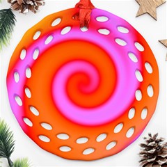 Swirl Orange Pink Abstract Round Filigree Ornament (two Sides) by BrightVibesDesign