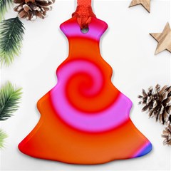 Swirl Orange Pink Abstract Christmas Tree Ornament (two Sides) by BrightVibesDesign