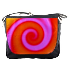 Swirl Orange Pink Abstract Messenger Bags by BrightVibesDesign