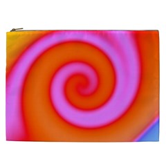 Swirl Orange Pink Abstract Cosmetic Bag (xxl)  by BrightVibesDesign