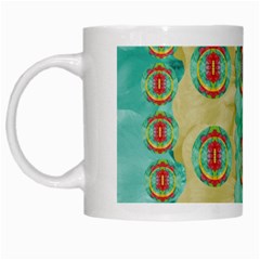 Peace Will Be In Fantasy Flowers With Love White Mugs by pepitasart