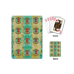 Peace Will Be In Fantasy Flowers With Love Playing Cards (mini)  by pepitasart