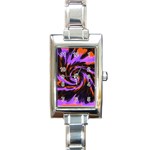 Swirl Black Purple Orange Rectangle Italian Charm Watch Front