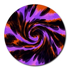 Swirl Black Purple Orange Round Mousepads by BrightVibesDesign