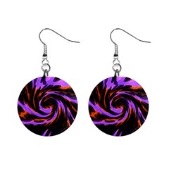 Swirl Black Purple Orange Mini Button Earrings by BrightVibesDesign