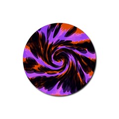 Swirl Black Purple Orange Rubber Round Coaster (4 Pack)  by BrightVibesDesign