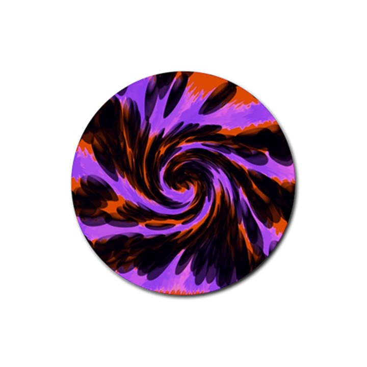 Swirl Black Purple Orange Rubber Round Coaster (4 pack) 