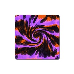 Swirl Black Purple Orange Square Magnet by BrightVibesDesign