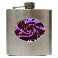 Swirl Black Purple Orange Hip Flask (6 Oz) by BrightVibesDesign