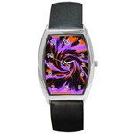 Swirl Black Purple Orange Barrel Style Metal Watch Front