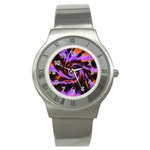 Swirl Black Purple Orange Stainless Steel Watch Front