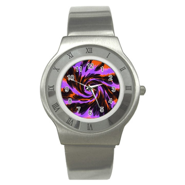 Swirl Black Purple Orange Stainless Steel Watch