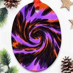 Swirl Black Purple Orange Oval Ornament (two Sides) by BrightVibesDesign