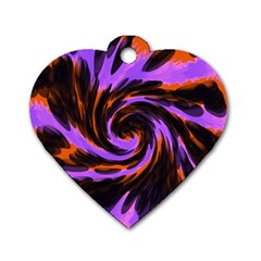 Swirl Black Purple Orange Dog Tag Heart (two Sides) by BrightVibesDesign