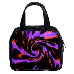 Swirl Black Purple Orange Classic Handbags (2 Sides) by BrightVibesDesign